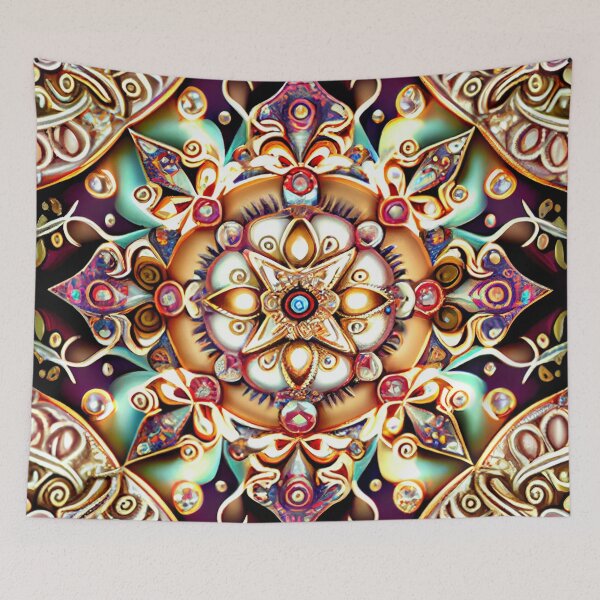 Item preview, Soft Bejeweled Exotic New Traditional Pattern Digital Painting designed and sold by CodeAndColors.