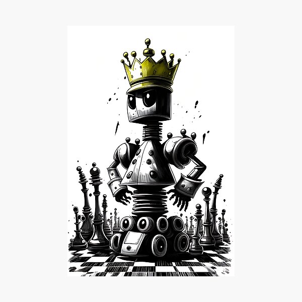 Item preview, Tiny Robot Become King In Chess Game designed and sold by RobotsLookCool.