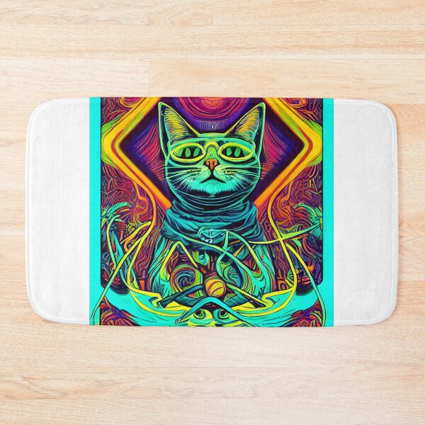 Item preview, Hypnotic Illustration of a Colorful Cat designed and sold by Queen1120.