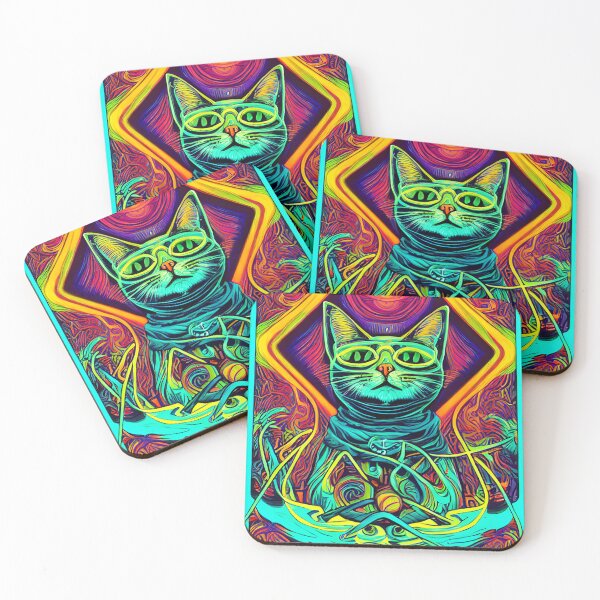 Item preview, Hypnotic Illustration of a Colorful Cat designed and sold by Queen1120.