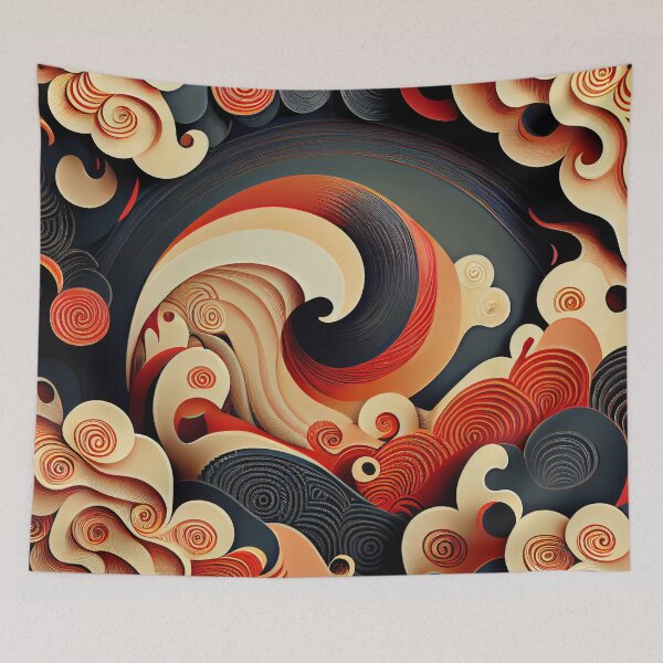 Artikelvorschau, Swirling Asian Pattern Digital Painting entworfen und verkauft von CodeAndColors.