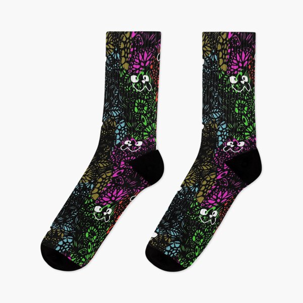Item preview, Neon Happy Cats  (Flower Texture Surface Design Pattern) designed and sold by MindCereal.