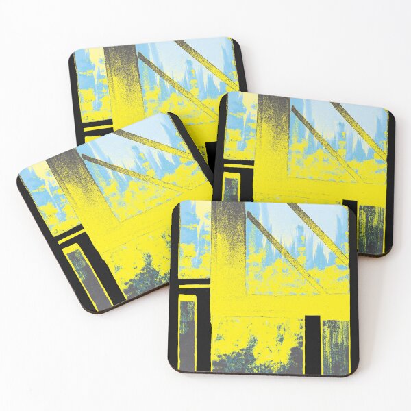 Item preview, Yellow and Aqua Explosion Cityscape  designed and sold by BlackArtichoke.