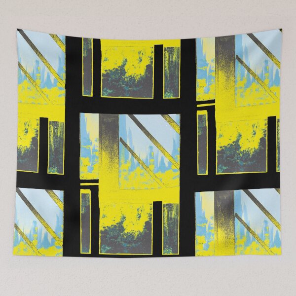 Item preview, Yellow and Aqua Explosion Cityscape  designed and sold by BlackArtichoke.