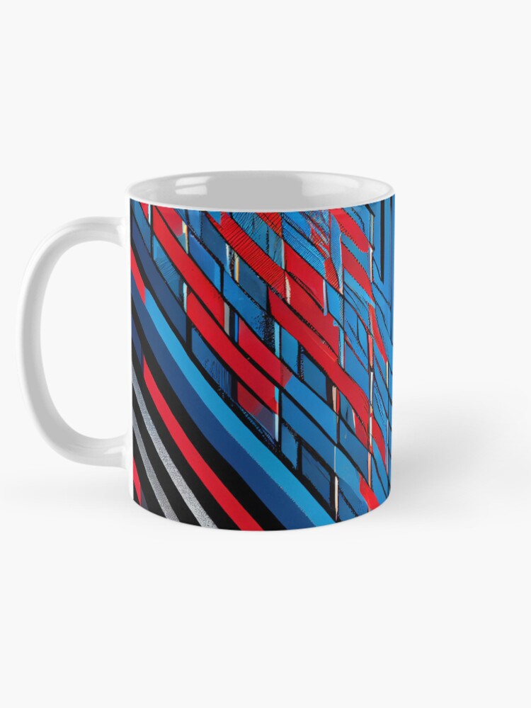 Thumbnail 5 of 6, Coffee Mug, Red Blue Line Pattern Digital Painting designed and sold by CodeAndColors.