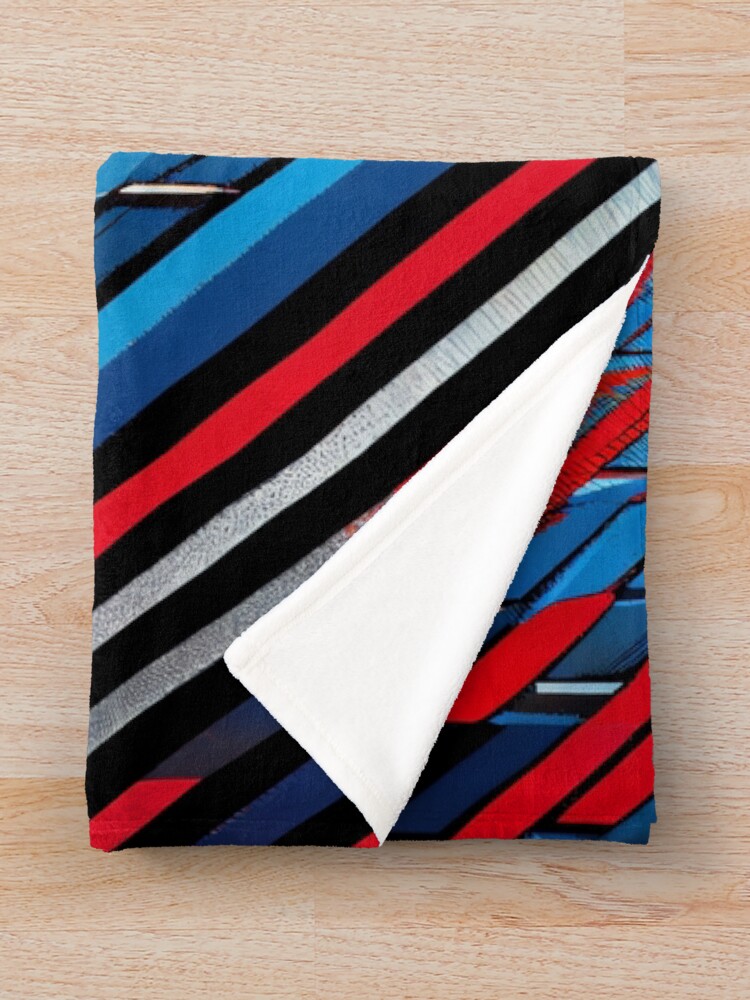 Imagen 3 de 6, Manta con la obra Red Blue Line Pattern Digital Painting, diseñada y vendida por CodeAndColors.