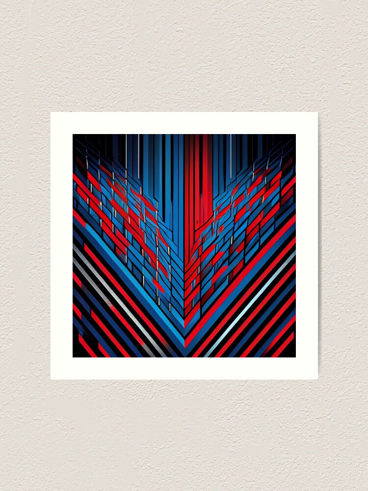 Imagen 1 de 3, Lámina artística con la obra Red Blue Line Pattern Digital Painting, diseñada y vendida por CodeAndColors.