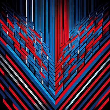Imagen de la obra Red Blue Line Pattern Digital Painting de CodeAndColors