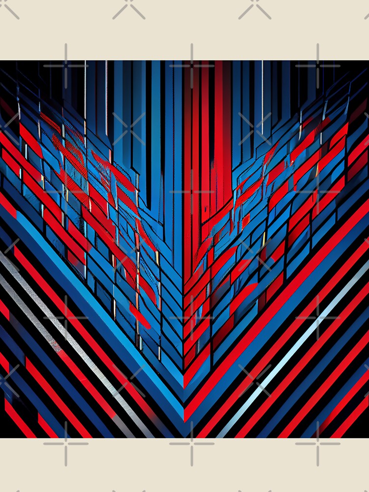 Thumbnail 4 von 4, Locker geschnittenes T-Shirt, Red Blue Line Pattern Digital Painting designt und verkauft von CodeAndColors.