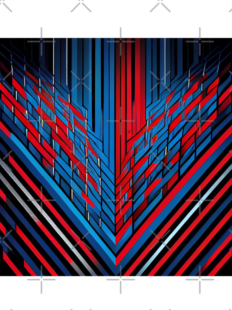 Thumbnail 7 von 7, Oversized T-Shirt, Red Blue Line Pattern Digital Painting designt und verkauft von CodeAndColors.