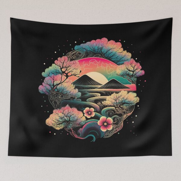 Item preview, Psychedelic Japanese Landscape | Psychedelic Art designed and sold by Trippinink-.