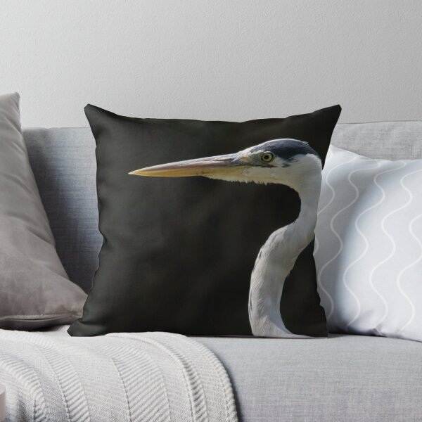 Grey heron Throw Pillow