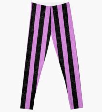 STRIPES1 SCHWARZER MARMOR & PURPLE FARBIGER BLEISTIFT Leggings