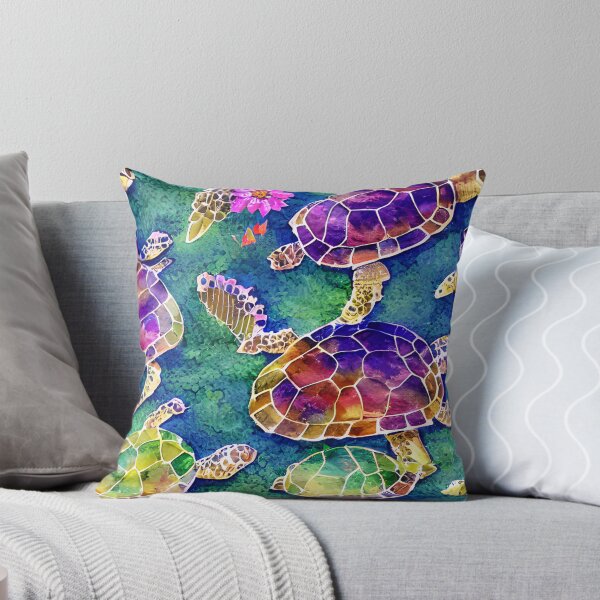 Item preview, Watercolor sea turtles patterns, multicolor ocean green turtles swimming in the ocean designed and sold by Artsareus.