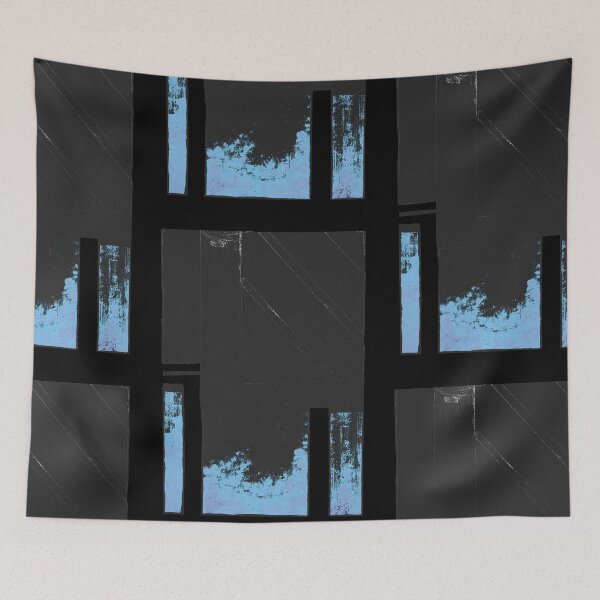Item preview, Abstract Blue and Black Cityscape designed and sold by BlackArtichoke.