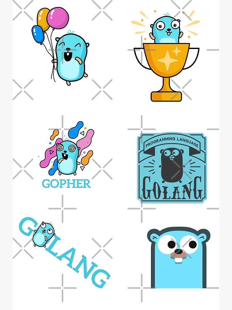 "golang gopher sticker pack" Poster for Sale by leesander | Redbubble