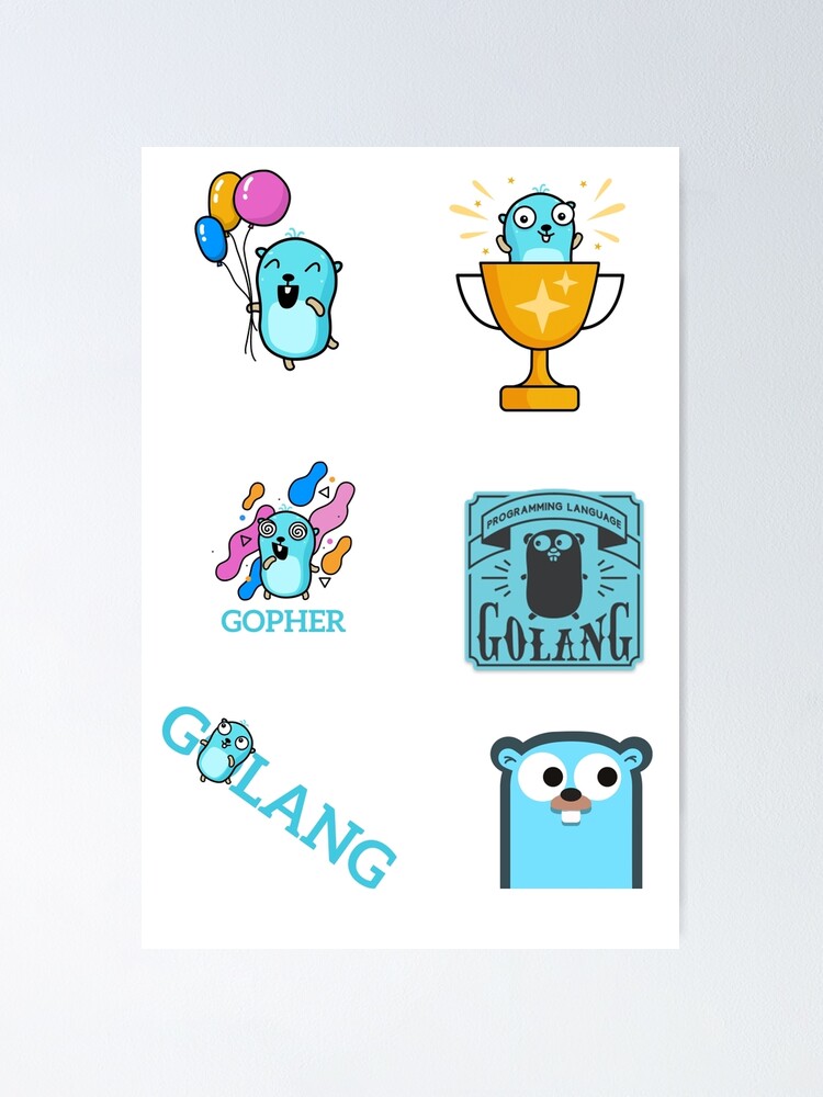 "golang gopher sticker pack" Poster for Sale by leesander | Redbubble
