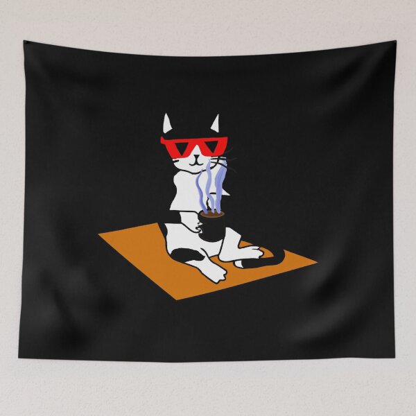 Item preview, Cool Cat Coffee Art – Funny Coffee Drinking Cat Illustration designed and sold by Vividality.