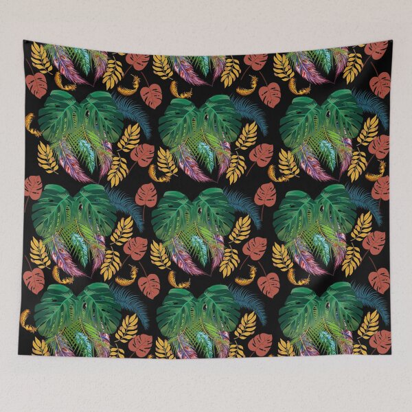 Item preview, Tropical leaves and feathers Pattern with multiple colors. designed and sold by EmmaBazz.