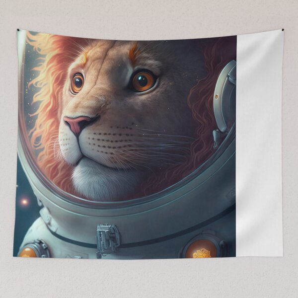 Item preview, Lion Astronaut in space Illustration designed and sold by Christophe Henin.