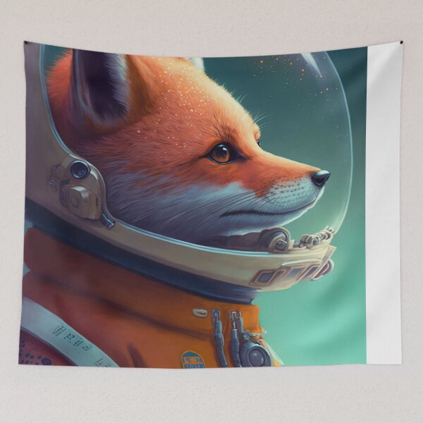 Item preview, Fox Astronaut in space Illustration designed and sold by Christophe Henin.