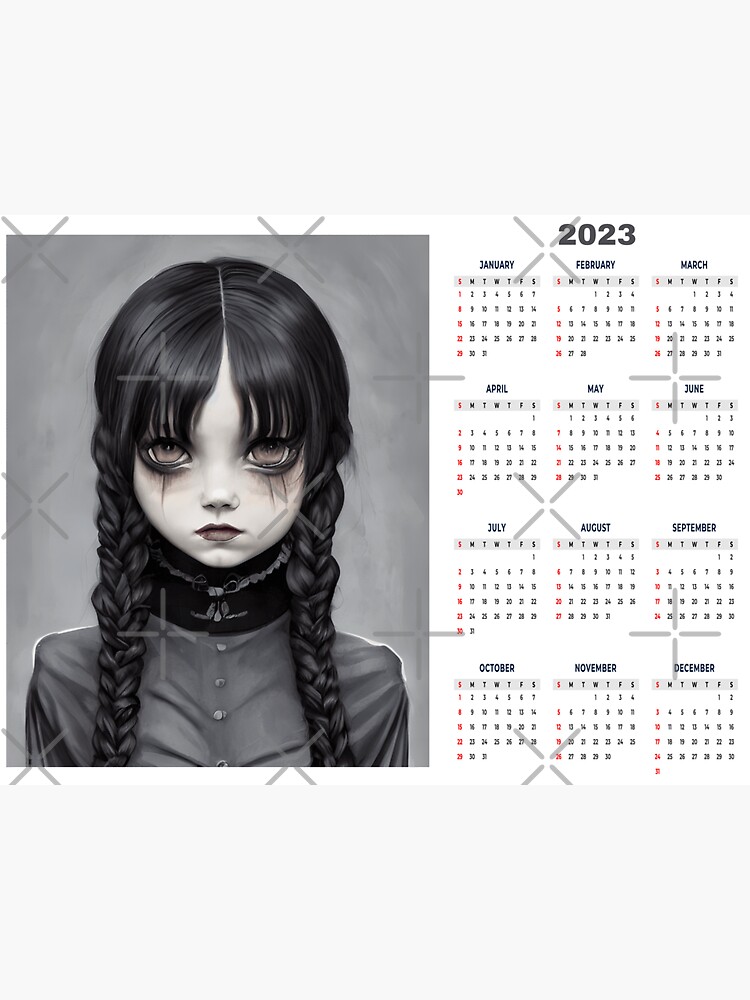 quot 2023 Calendar Wednesday Addams quot Sticker for Sale by atti68 Redbubble