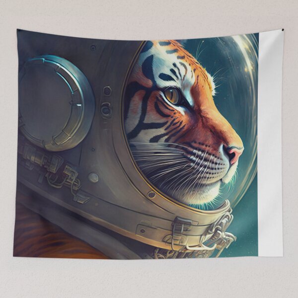 Item preview, Tiger Astronaut in space Illustration designed and sold by Christophe Henin.