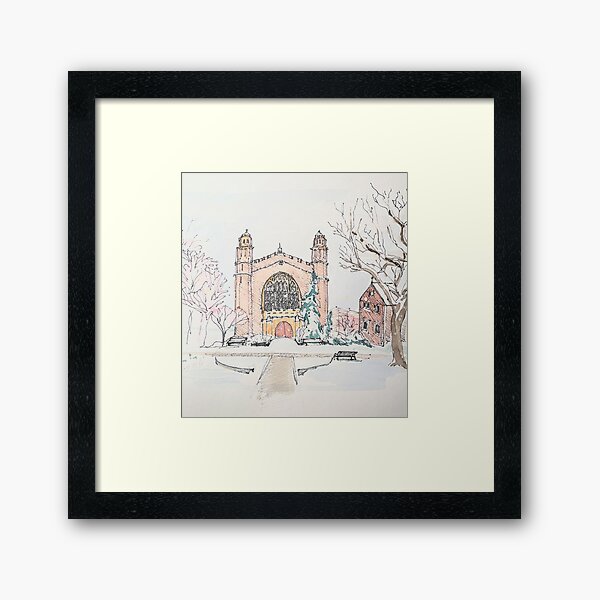 Winter View of WashU's Graham Chapel Framed Art Print