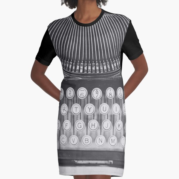 Vintage Typewriter Study Graphic T-Shirt Dress