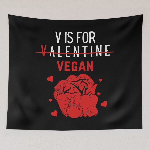 Item preview, V Is For Vegan Funny Valentines Day plants Gift for vegan and vegetables lovers designed and sold by Diferenty Shop  ⭐⭐⭐⭐⭐.