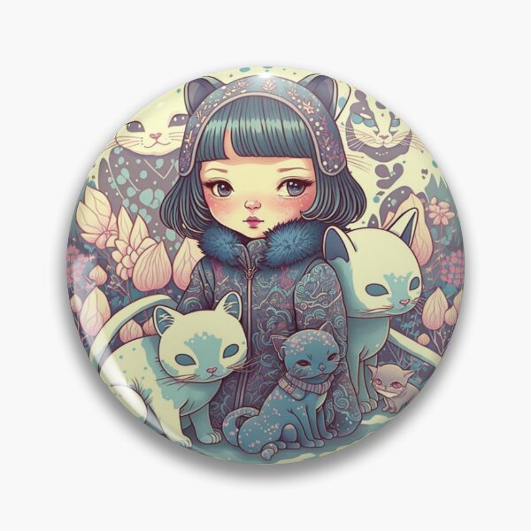 Item preview, Chica gatito pastel vintage con flores designed and sold by HarperFox.