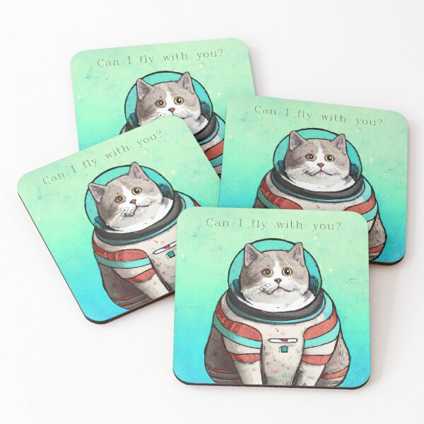 Item preview, Sad astronaut cat designed and sold by MovieSetStories.