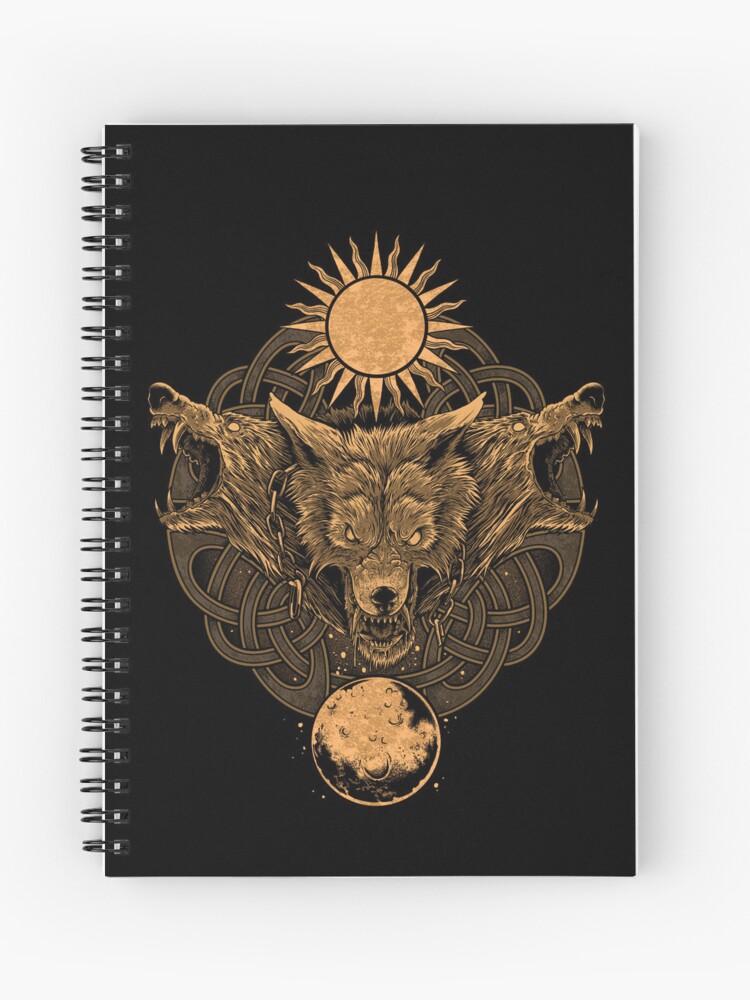 Cuaderno de espiral «Lobo Mitología nórdica Fenrir Vikingo Ragnarok Lobos»  de BluePagan | Redbubble