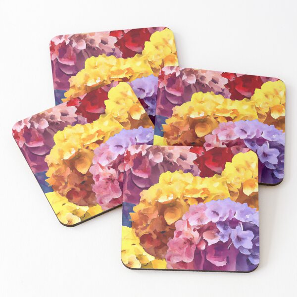 Item preview, Hydrangeas in purple, red, pink, & yellow designed and sold by Boundliss.