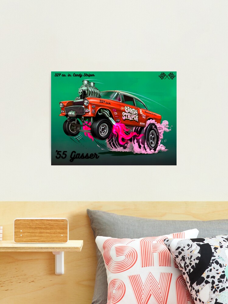 Red pink 55 Gasser Candy Striper street rod Hot Wheels advertisement poster  / posters | Photographic Print