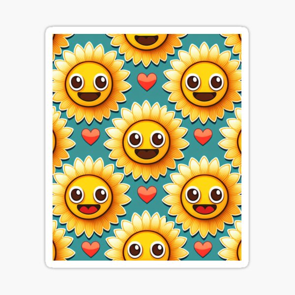 Item preview, Pattern of Smiling Sunflowers for Valentine's day designed and sold by Merigold.