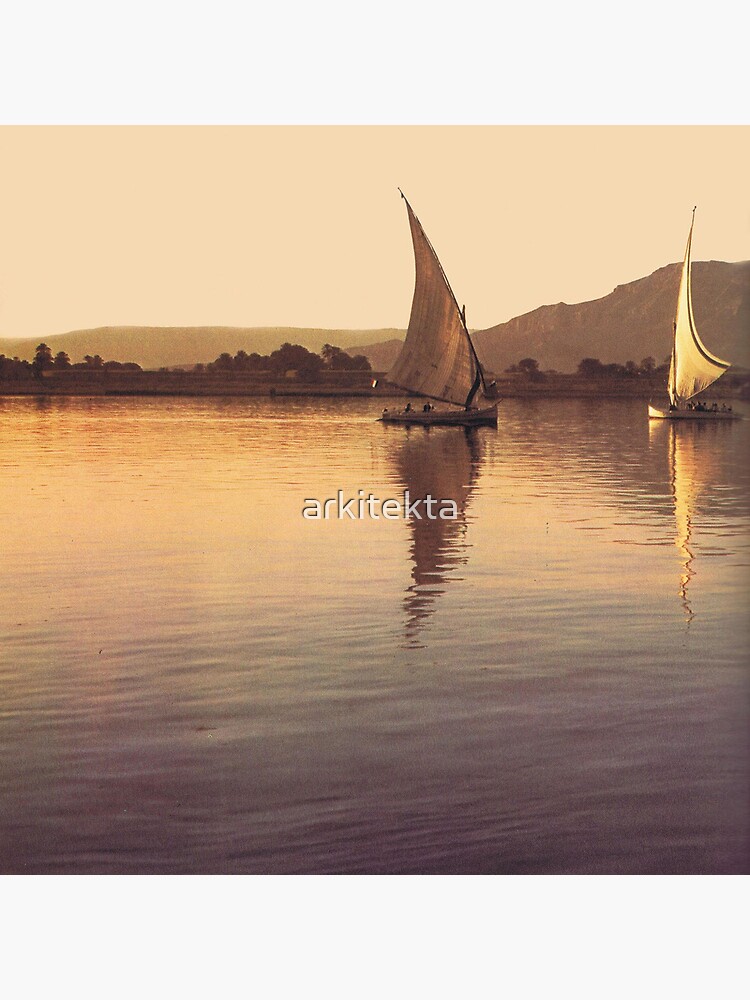 Egyptian boats on the Nile river at sunset by arkitekta