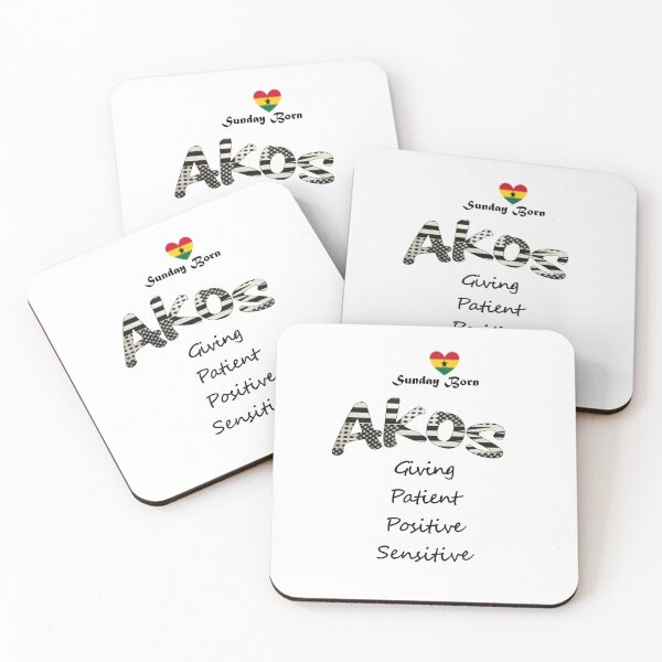 Item preview, Sunday Born Ghanaian Female Name 'Akos' in black and white designed and sold by WhoWeAre.
