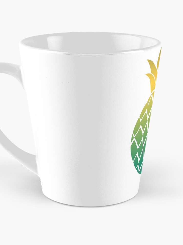 Aperçu 3 sur 4. Mug à café avec l'œuvre Tropical Splendor in Forget Me Not: Pineapple Spanish Viridian on Canvas créée et vendue par TechsQuickArt.