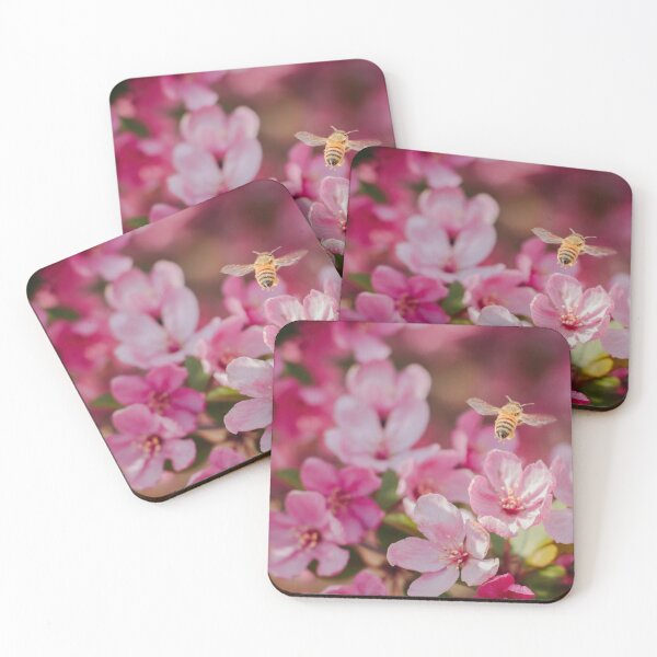 Item preview, Honey Bee Pollinating Pink Flowers designed and sold by buchholzart.