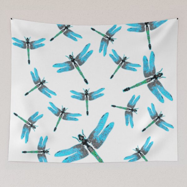 Item preview, BLUE DRAGONFLIES PATTERN WHITE ART designed and sold by sharlesart.
