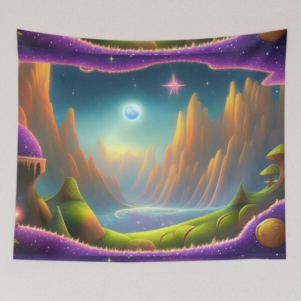 Item preview, Fabulous Magical Colorful Bright Cartoon Surreal Moonlit Night designed and sold by Olga Nagornaya.