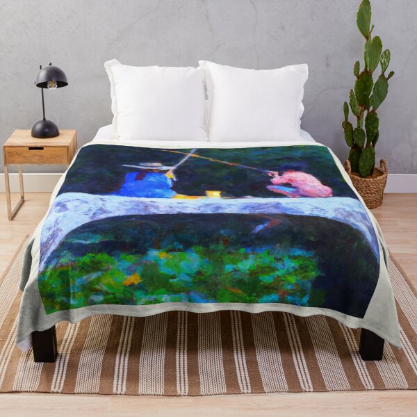 Item preview, Children Fishing from Bridge in style of Monet (AI Generated Art) designed and sold by Cowboy Folly.