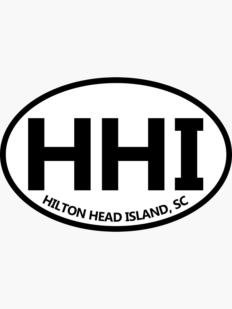 "HHI Hilton Head Island SC Modern Style Oval Design" Sticker for Sale