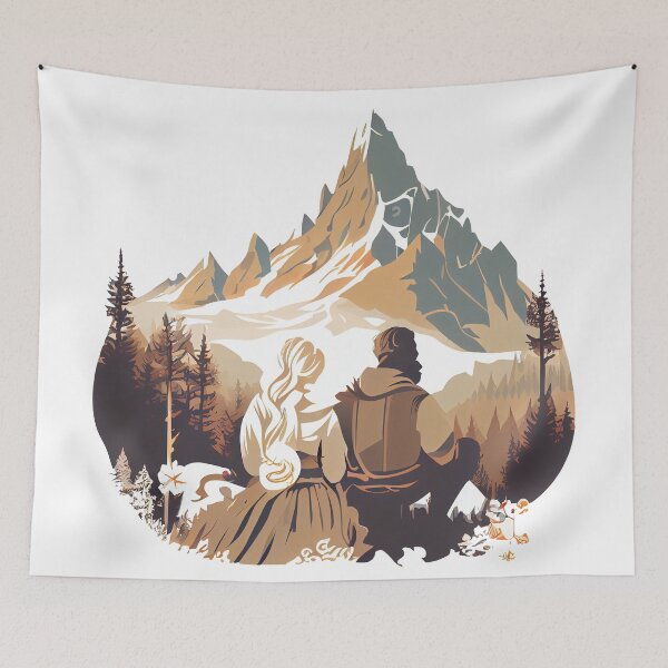 Item preview, Two hearts, one view: Mountains and sunsets forever designed and sold by MrBeerholder.