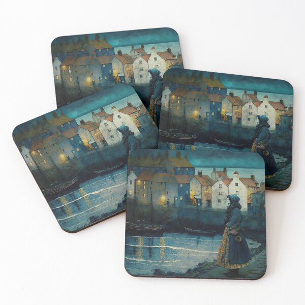Item preview, Scottish Fishing Village and Harbour at Dusk  designed and sold by Susan  Gallagher.