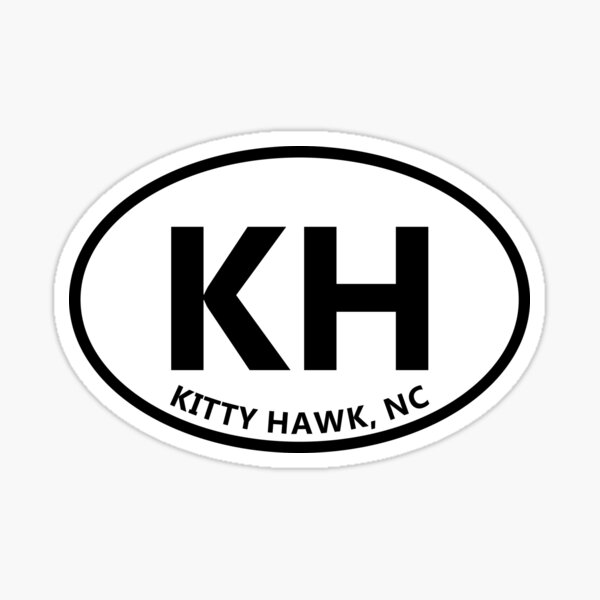 "KH Kitty Hawk NC Modern Style Oval Design" Sticker for Sale by