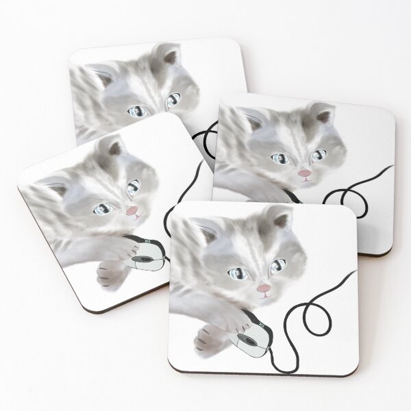 Item preview, cute cat chasing a computer mouse  designed and sold by The Mor Sisters    Tzurit & Carmel.