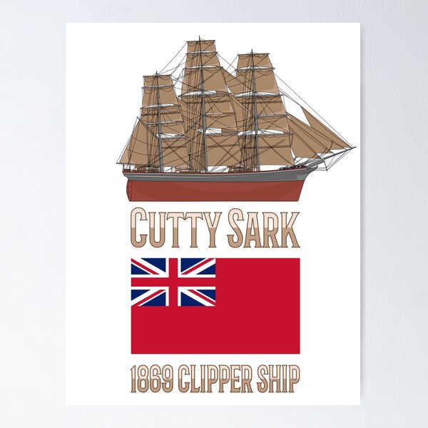Item preview, Cutty Sark British 1869 Clipper Sailing Ship Diagram Gift designed and sold by Maljonic.
