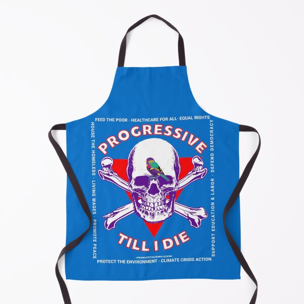 Artikelvorschau, PMD00184 Progressive Movement Designs Skull Progressive Till I Die auf Blau mit regenbogenfarbenem Vogel für Progressive entworfen und verkauft von ProgressiveLeft.